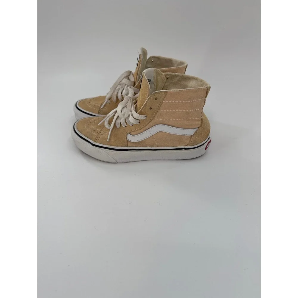 Vans Sk8 Hi Top Sneakers Tan Suede Canvas Lace‎ Up Youth Size 3.5 Mens 5 Womens